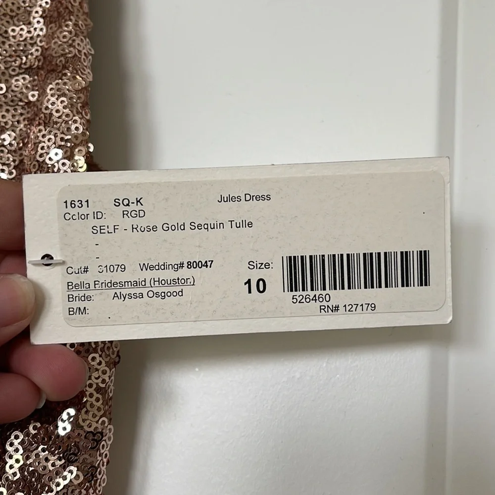 Jenny Yoo Size 10 Rose Gold Sequin Dress - Picture 7 of 7
